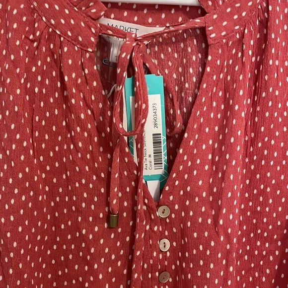 Coral polka dots with tie neck - Picture 2 of 4